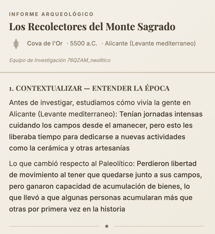 Informe arqueológico de un alumno